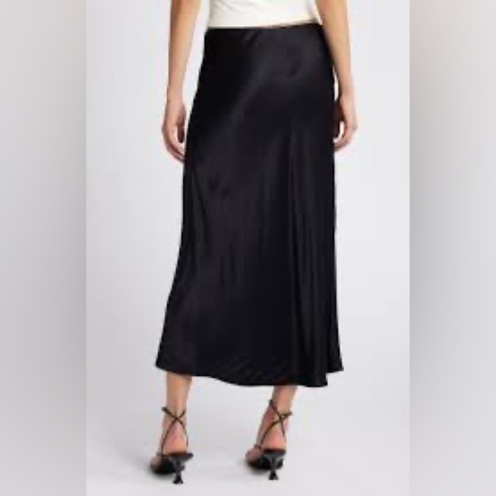 Rails Black Satin Midi Slip Skirt